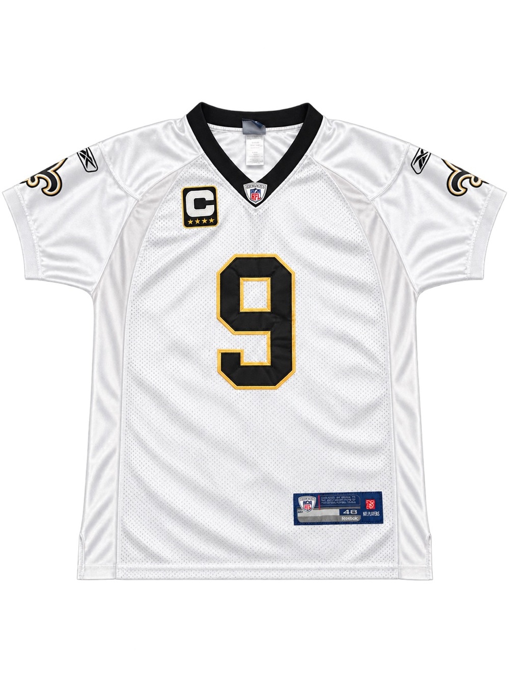 Reebok White Kids Football Jersey with Black & Gold #9